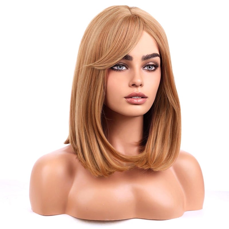 MAGQOO Strawberry Blonde Wig Women Short Straight Strawberry Bob Wig with Side Bangs Halloween Costume Cosplay Wigs - Image 3